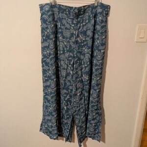 NWT Torrid Blue Floral Pull On Challis Wide Leg High Rise Pant Size 3X Short
